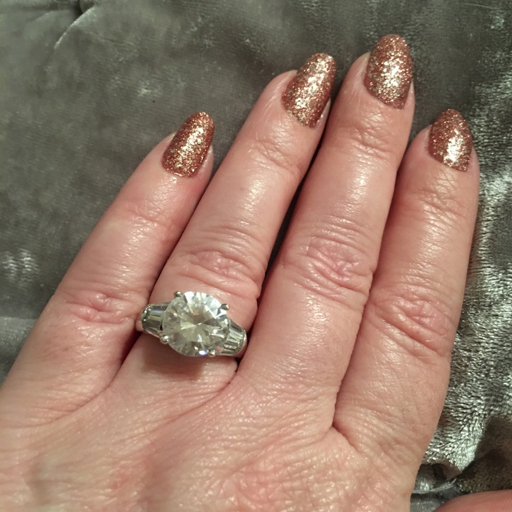 Sterling Silver Simulated Round Solitaire Ring 6 - image 7